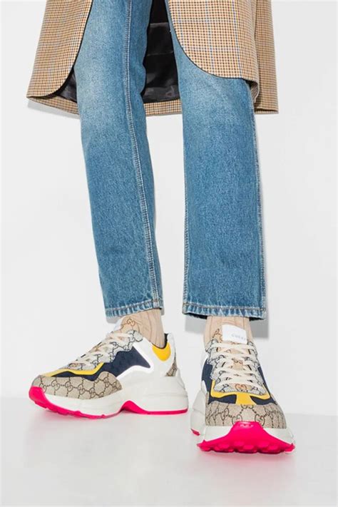 gucci gg rhyton sneakers outfit|Gucci rhyton distressed sneakers.